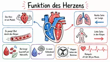 Vorschau - Arbeitsblätter - AB mit Fragen zum Thema "Bau und Funktion des Herzens" + Lösungsblatt + Infogafik - Seite 1