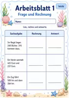 Vorschau - Arbeitsblätter - Sachaufgaben schriftliche Addition | Mathematik Klasse 3 | 6 Arbeitsblätter als PDF - Seite 1