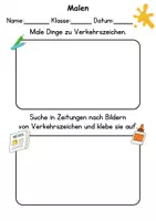 Vorschau - Arbeitsblätter - Verkehrsschilder / Verkehrszeichen Anmalen Wortschatz - Deutsch/DaZ/DaF/Kunst - Klasse 1 und 2 - Seite 3