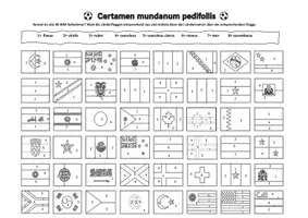 Vorschau - Arbeitsblätter - Ausmalbild Fußball WM Flaggen - Farben auf Latein - Deckblatt