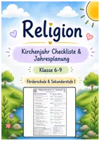 Vorschau - Merkblätter - Religion | Kostenlose Checkliste für den Schulstart | Kirchenjahr & weitere Themen | Förderschule & Sekundarstufe | Klasse 6-9 - Deckblatt