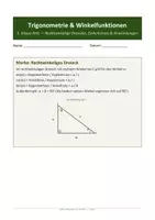Vorschau - Arbeitsblätter - Trigonometrie & Winkelfunktionen – 5. Klasse AHS Rechtwinklige Dreiecke, Einheitskreis & Anwendungen - Seite 1