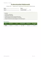 Vorschau - Arbeitsblätter - Mathematik Probeschularbeit 5. Klasse AHS – Trigonometrie, quadratische Gleichungen & Wiederholung mit Lösungen - Seite 1
