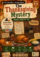 Vorschau - Arbeitsblätter - Thanksgiving Escape Room Englisch Klasse 3–4 – The Thanksgiving Mystery | A1 differenziert - Deckblatt