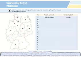 Vorschau - Arbeitsblätter - Deutschland- Topographischer Überblick (Arbeitsblätter & Präsentation) - Seite 1