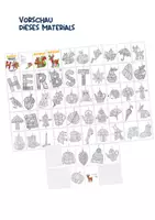 Vorschau - Mal- und Bastelvorlagen - Pop Art Herbst - Pop Art Kunst - Pop Art Girlande Herbst - Herbstgirlande - Pop Art Bilder - Girlande Herbst Basteln - Nr.1 - Kunst Herbst Klasse 3 - Herbst Kunst Klasse 4 - Girlande basteln - Bastelvorlage Herbst - Seite 2