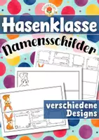 Vorschau - Mal- und Bastelvorlagen - Hasenklasse - Namensschilder (Klassentier) - Deckblatt
