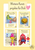 Vorschau - Mal- und Bastelvorlagen - Anfangsunterricht Kunst Grundschule - Schulkind mit 3D-Tornister basteln - Kunst Klasse 1 - Kunst Sommer - Einschulung - Seite 2