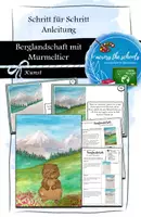 Vorschau - Mal- und Bastelvorlagen - Eine Berglandschaft mit einem Murmeltier: Anleitung - Deckblatt