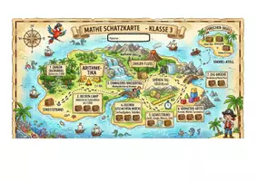 Vorschau - Anderer Materialtyp - Schatzkarte und Reisepass als Lernlandkarte Ma Kl.3 - Deckblatt