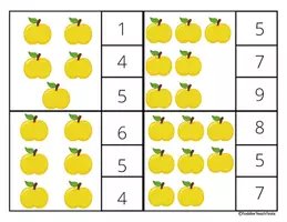 Aperçu - Cartes d'exercices - Carte a compter les pommes - Page 2