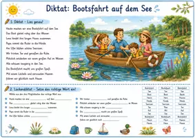 Vorschau - Arbeitsblätter - Diktat "Bootsfahrt auf dem See) (doppelter Vokal) - Deckblatt