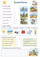 Vorschau - Arbeitsblätter - Meine Sommerferien, Material für den DAZ Unterricht oder die erste Klasse - Seite 1