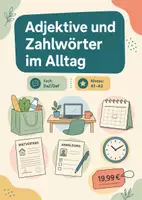 Vorschau - Arbeitsblätter - Adjektive und Zahlwörter im Alltag – DaF/DaZ, A1–A2 (Erwachsenenbildung) - Deckblatt