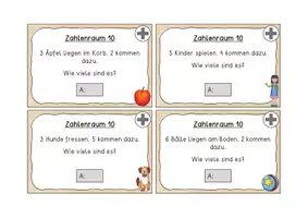 Vorschau - Stationenlernen - Aufgabenkartei Sachaufgaben - Klasse 1 (ZR 10, 20, 30) - Seite 1