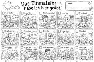 Vorschau - Arbeitsblätter - Sommer-Spaß - 1x1 - Klasse 2 - s/w - Deckblatt
