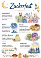 Vorschau - Arbeitsblätter - Lernposter + Arbeitsblätter zum Thema "Zuckerfest" + Lösung & MP3 + Mindmap + Infografik - Deckblatt