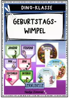 Vorschau - Bildkarten - Dinosaurier-Klasse - Dino Geburtstagswimpel zur Klassenraumdekoration (Dinosaurier) - Deckblatt