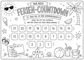 Vorschau - Mal- und Bastelvorlagen - Sommerferien-Countdown - Deckblatt