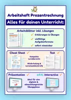 Vorschau - Arbeitsblätter - Arbeitsheft Prozentrechnung Klasse 7-8 | Erklärungen, Übungen & Lösungen - Seite 1