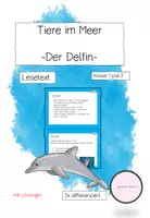 Vorschau - Arbeitsblätter - Lesetext: " Der Delfin" Freebie - Deckblatt