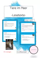 Vorschau - Arbeitsblätter - Lesetexte: "Tiere im Meer" - Deckblatt