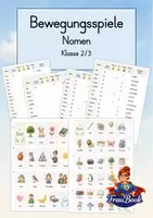 Vorschau - Stationenlernen - Bewegungsspiel Wortarten / Nomen, Deutsch Klasse 2/3 - Deckblatt
