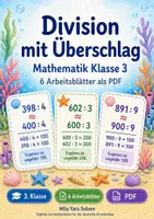 Vorschau - Arbeitsblätter - Division mit Überschlag | Mathematik Klasse 3 | 6 Arbeitsblätter als PDF - Deckblatt