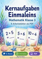 Vorschau - Arbeitsblätter - Kernaufgaben Einmaleins | Mathematik Klasse 3 | 6 Arbeitsblätter als PDF - Deckblatt