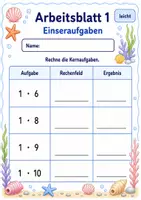 Vorschau - Arbeitsblätter - Kernaufgaben Einmaleins | Mathematik Klasse 3 | 6 Arbeitsblätter als PDF - Seite 1
