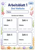 Vorschau - Arbeitsblätter - Vielfache finden | Mathematik Klasse 3 | 6 Arbeitsblätter als PDF - Seite 1