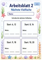 Vorschau - Arbeitsblätter - Vielfache finden | Mathematik Klasse 3 | 6 Arbeitsblätter als PDF - Seite 2