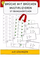 Vorschau - Aufgabenkarten - Brüche mit Brüchen multiplizieren - 27 Kärtchen mit Lösungen - Deckblatt