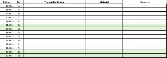Vorschau - Unterrichtsreihen - Vorlage Themenverteilung Stoffverteilung 2026/2027 alle Fächer alle Klassen - Deckblatt