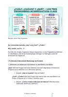 Vorschau - Arbeitsblätter - Spanische Grammatik: ¿Qúe, Cuál o Cuáles? (20 Übungssätze / Interview + Lösungen) - Deckblatt