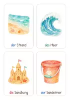 Vorschau - Bildkarten - Bildkarten und Wortkarten „Der Sommer": DaZ / DaF / Deutsch / Wortschatz Grundschule (80 Karten mit Artikeln) - Seite 1