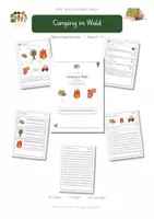 Vorschau - Arbeitsblätter - Bildergeschichte schreiben - Camping im Wald - 3 Differenzierungsstufen - Deckblatt