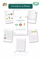 Vorschau - Arbeitsblätter - Bildergeschichte schreiben - Sommerferien am Badesee - 3 Differenzierungsstufen - Deckblatt
