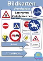 Vorschau - Spiele - Lesekarten/Bildkarten Verkehrsschilder / Verkehrszeichen mittelschwer - DaZ/DaF / Deutsch (Grundschule) - Deckblatt