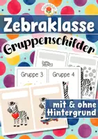Vorschau - Stationenlernen - Zebraklasse - Gruppenschilder (Klassentier) - Deckblatt