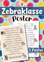 Vorschau - Poster - Zebraklasse - Poster | Klassenraumdekoration (Klassentier) - Deckblatt
