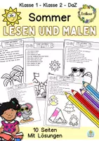 Vorschau - Arbeitsblätter - Lesen und Malen Klasse 1, Klasse 2 - Sommer Lesen lernen - Deckblatt