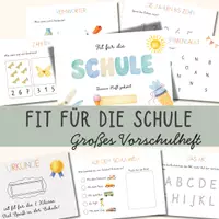 Vorschau - Arbeitsblätter - Vorschulheft Vorbereitung Klasse 1 Mathe & Deutsch / Ferienheft - Deckblatt