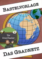 Vorschau - Arbeitsblätter - Gradnetz Bastelvorlage Klasse 5–6 – Fachbegriffe zum Gradnetz lernen (Erdkunde Arbeitsblatt) - Deckblatt