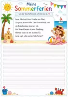 Vorschau - Arbeitsblätter - Diktat - Meine Sommerferien (schreibe den Text ab) - Deckblatt