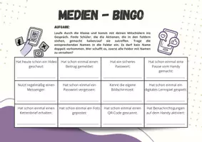 Vorschau - Spiele - Umgang mit Medien ⎮ Bingo - für Klasse 5 bis 7 - Seite 1