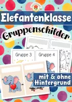 Vorschau - Stationenlernen - Elefantenklasse - Gruppenschilder (Klassentier) - Deckblatt