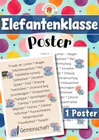 Vorschau - Poster - Elefantenklasse - Poster | Klassenraumdekoration (Klassentier) - Deckblatt