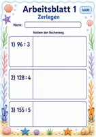 Vorschau - Arbeitsblätter - Rechenwege Division | Mathematik Klasse 3 | 6 Arbeitsblätter als PDF - Seite 1