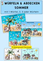 Vorschau - Spiele - Würfeln und Abdecken Sommer, Zahlenraum bis 18, Freiarbeit Mathe Grundschule & Vorschule - Deckblatt